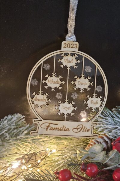 Glob personalizat Familia cu fulgi