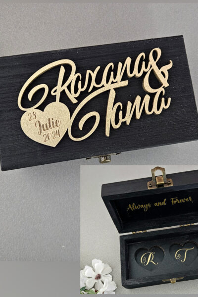 Cutie verighete neagra personalizata