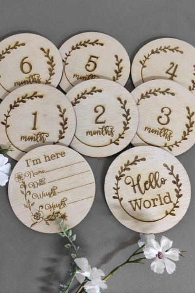 Set placute Milestone lemn natur
